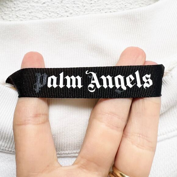 PALM ANGELS Miami Logo Sweatshirt in White Size XXL - Picture 12 of 14